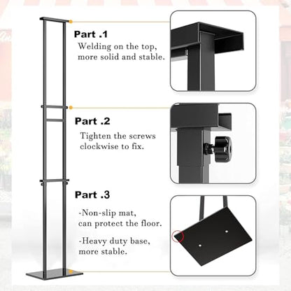 WHAUU 6Pack Display Stand Sign Holder, Heavy Duty Adjustable Poster Stand | Pedestal Sign Stand with Non-Slip Base, Up to 75inch, Double-Sided for Board & Foam Sign, Fit Wedding, Restaurant, Business - size: 75 inch-6PACK