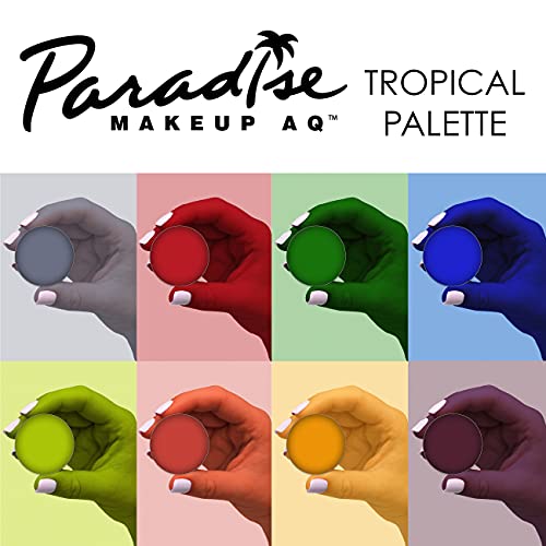 Mehron Makeup Paradise AQ - TROPICAL PALETTE, Water-Activated Face Paint | 8 Color Professional Face & Body Paint Makeup for Cosplay, Theater, & Halloween. Vegan, Cruelty-Free, & Made in USA. - color: Tropical
