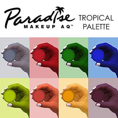 Mehron Makeup Paradise AQ - TROPICAL PALETTE, Water-Activated Face Paint | 8 Color Professional Face & Body Paint Makeup for Cosplay, Theater, & Halloween. Vegan, Cruelty-Free, & Made in USA. - color: Tropical