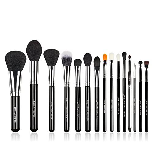 Jessup Makeup Brush Set for Contour Eyeshadow Eyeliner Lip, 15pcs T092 | Labeled Makeup Brushes, Premium Synthetic Fibers, Easy Blending, No Shedding, For Daily Beauty, Dates, Parties & Gifting