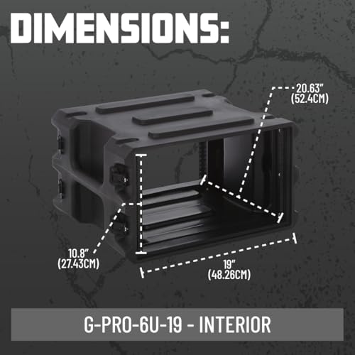 Gator Cases Pro Series 6U Rack Case with Standard 19" Depth, Roto Molded Made in USA (G-PRO-6U-19) - size: 6U Rack Space, style: Standard - 19" Deep