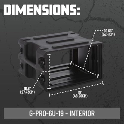Gator Cases Pro Series 6U Rack Case with Standard 19" Depth, Roto Molded Made in USA (G-PRO-6U-19) - size: 6U Rack Space, style: Standard - 19" Deep