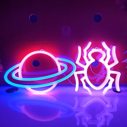 JYWJ Spider LED Neon Signs Desktop Wall Decoration Light | USB or Battery Powered, 3-AA Battery Option, Party Decoration, Business Decor Use, Desktop & Wall Mount - style: Spider