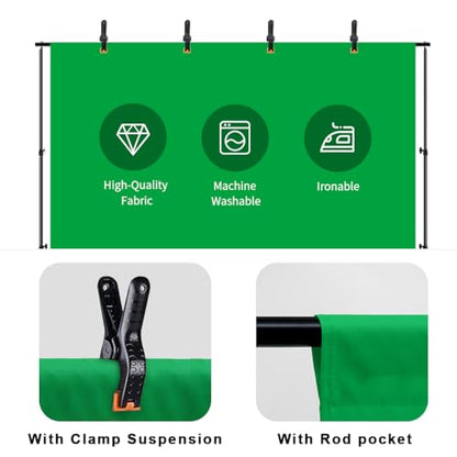 10X12ft Green Screen Backdrop for Photography, LCUIRC Chromakey Polyester Collapsible Greenscreen Background for Streaming, Photography, Zoom Meeting, Video Editing, Podcasting - color: 10x12ft Green
