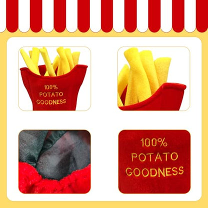 Funny French Fries Novelty Hat with 100% Potato Goodness Embroidery. Fun Fast Food Costume Accessory for Theme Parties & Holiday Events
