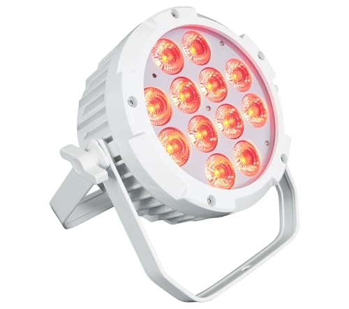 Rockville Wet PAR PRO White Outdoor RGBWA+UV Wall Wash Stage Light | IP54, 12 x 6-in-1 LEDs, 6/10-Channel DMX, Remote, 15/45 Degree Beam, Double Bracket, for Restaurant, Club