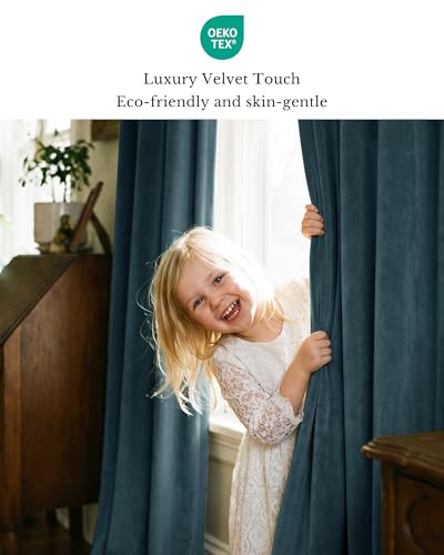StangH Dark Slate Blue Velvet Curtains for Living Room, W52xL108, 2 Panels - color: Dark Slate, size: 52"W x 108"L (Pack of 2)
