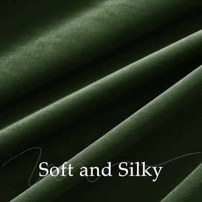 NICETOWN 102 inch Long Olive Green Velvet Curtains Elegant Panel - color: Olive Green, size: 52"W x 102"L (Pack of 2)