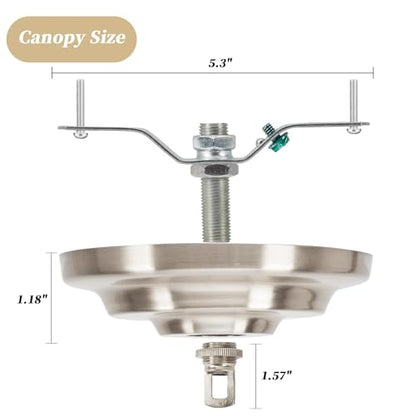 Heavy Duty Light Fixture Canopy Kit 5.3 Inches Diameter & 5.9 Feet Chain Ceiling Mounting Hardware for Pendant Light, Chandelier or Swag Light Fixtures, Brushed Nickel - color: Brushed Nickel