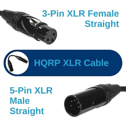 HQRP 2-Pack 3-Pin XLR Female to 5-Pin XLR Male DMX Lighting Cable 6 Inches, Compatible with Studio Light, DMX Stage Light Turnaround, Microphone, Mixer, 3-Pin XLR Female to 5-Pin XLR Male Adapter