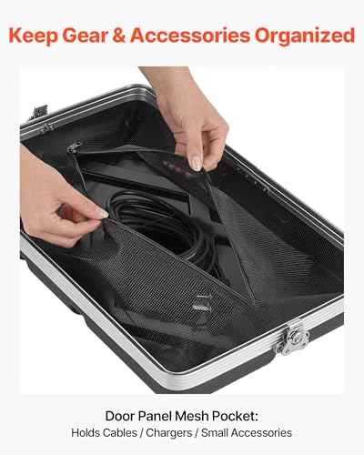 VEVOR 6U Rack Case, 14 in Depth, Server Rack Cabinet Shallow with ABS Construction, Recessed Twist Latches, Detachable Front & Back Cover, Easy Installation, for Amplifier, 11.4 in Internal Depth - size: 17.52 x 13.39 x 20.87 Inches
