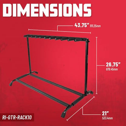 Gator Rok-It Multi Guitar Stand Rack with Folding Design, Holds up to 10 Electric or Acoustic Guitars (RI-GTR-RACK10) - style: 10 Guitars