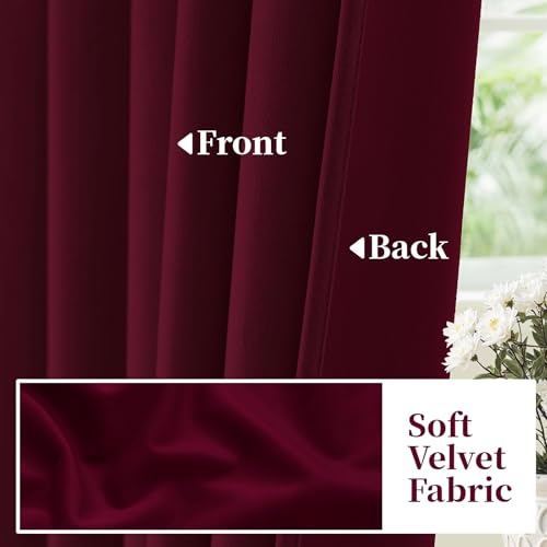 SimpleHome Red Velvet Curtains 90 Inches for Living Room Rod Pocket | Luxury Blackout Velvet Curtains,Thermal Insulated 2 Panels Room Darkening Drapes,Velvet Bedroom Curtains,W52 x L90,2 Panels - color: Red, size: 52"W x 90"L (Pack of 2)