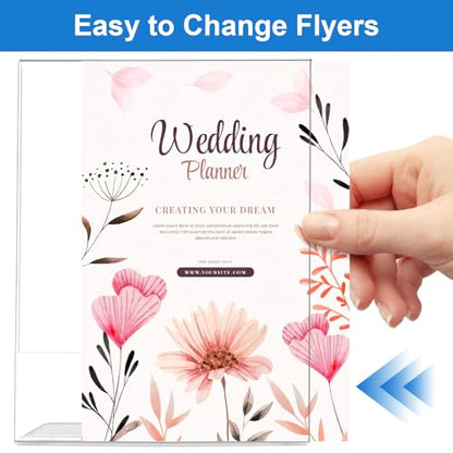 6 Pack Acrylic Sign Holder 8.5 x 11, L-Shape Clear Plastic Display Stand for Tabletop, Acrylic Stands for Flyers, Table Paper Holder, Vertical Sign Holder 8.5x11 for Restaurants, Office and School (Slant 6 Pack 8.5x11) - size: Slant 6 Pack 8.5x11