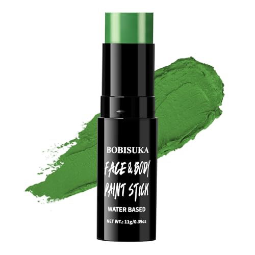 BOBISUKA Light Green Face Body Paint Stick Washable Water-Based Face Paint Makeup Stick for Halloween Witch, Zombie, Hulk, Goblin, Camo, Hunting, Cosplay, SFX, Sports Eye Black & Costume Party - color: Light Green