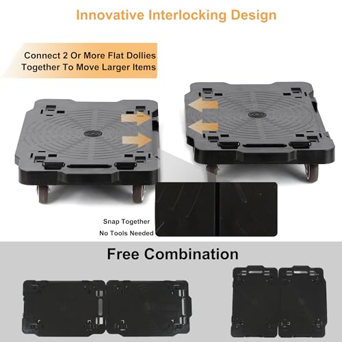 Furniture Moving Dolly With Lock,Portable, Heavy-Duty Rollers, Leg Movers for Furniture, 4-Wheel Small Flat Mover, 440 LBS/200KG Capacity,1-Pack Black Plant Dolly Cart With Brake (With Brake) - size: With Brake