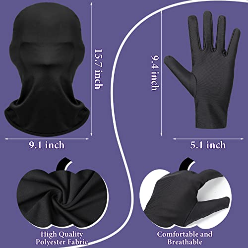 Coume 8 Pcs Halloween Faceless Mask and Gloves Full Face Mask Spandex Gloves Head Spandex Hood Cosplay Adult Costume - color: Black