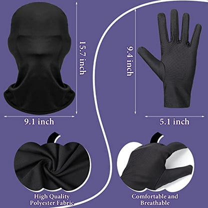 Coume 8 Pcs Halloween Faceless Mask and Gloves Full Face Mask Spandex Gloves Head Spandex Hood Cosplay Adult Costume - color: Black