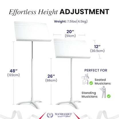 Manhasset 48 Symphony Music Stand for Sheet Music - Model 4801MWH - color: White, Matte, size: Pack of 1