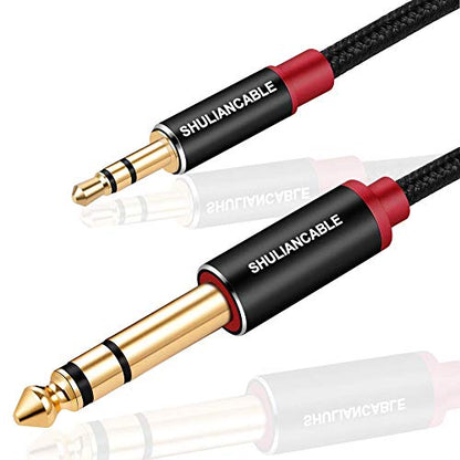 SHULIANCABLE 3.5mm to 6.35mm Stereo Audio Cable, 6.35 1/4" Male to 3.5 1/8" Male TRS Stereo Audio Cable for Guitar,iPod, Laptop, Home Theater Devices,Smartphones,and Amplifiers (6.6Ft/2M) | , 6.35 1/4" to 3.5 1/8" Male TRS Stereo Audio Cable for Guitar,iP