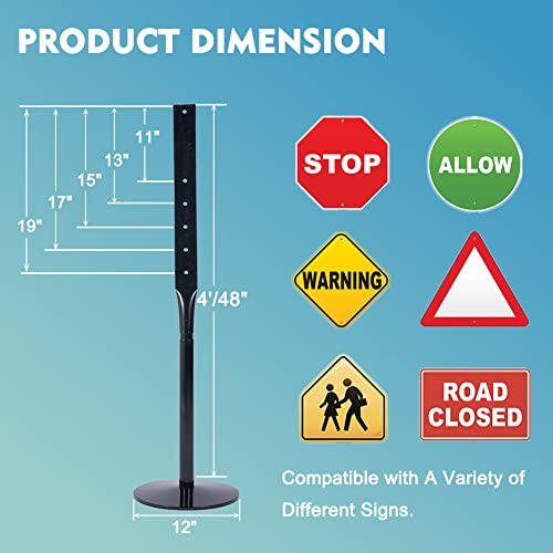 Cast Iron Sign Stand, 48 In Tall Pedestal Post, 12 In Base, Parking, Black | Outdoor metal pedestal post fits signs up to 18 x 24 in for parking, streets, businesses and driveways - size: 12"