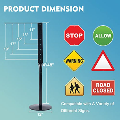 Cast Iron Sign Stand, 48 In Tall Pedestal Post, 12 In Base, Parking, Black | Outdoor metal pedestal post fits signs up to 18 x 24 in for parking, streets, businesses and driveways - size: 12"