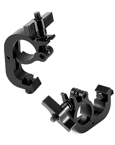 QWORK Heavy Duty Truss Clamp Stage Light Trigger Clamp, 10 Pack 330 lb. Aluminum Fixture, DJ Light Clips Fits 1.77-2.0 in. Trusses, for Par Light Moving Head Beam Stage Light, Black