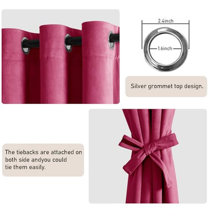 JIUZHEN Berry Velvet Blackout Curtains 84 Inch for Living Room/Bedroom - color: Berry, size: 42"W x 84"L (Pack of 2)