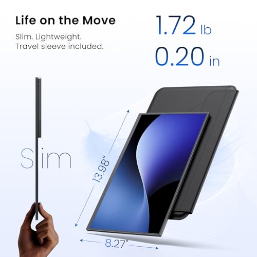 UPERFECT 15.6" 1080P Wireless Portable Monitor with Battery 8000mAh | Travel Monitor w/ Wireless Keyboard/Sleeve/Stand/VESA, External Second Screen for Laptop, PC, Phone, Support AirPlay Miracast - size: 15.6