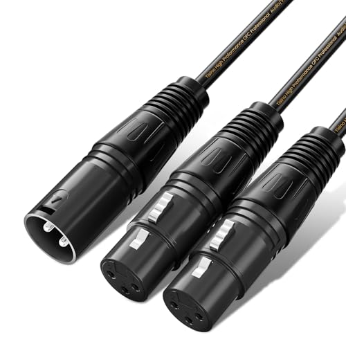 Tisino XLR Splitter Cable, 2 Female to 1 Male XLR Y-Splitter Cable, 1.5 FT | Balanced 3 Pin XLR Mic Combiner Y Cable for Microphones and Mixers, OFC Shielded Adapter Patch Cord - size: 1.5 feet
