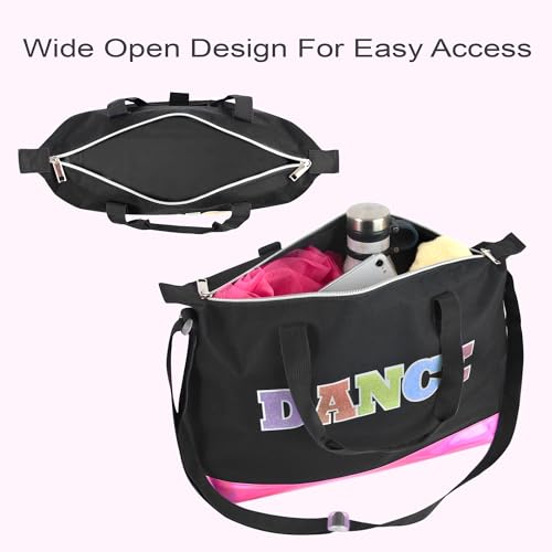 Garment Dance Shoulder Bags for Girls, Teen Dancers, Costumes, Boys | Holographic Glitter Dance Bag for Kids - color: Dance Black & Pink