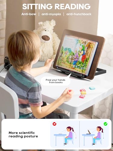 2 in 1 Adjustable Book Stand - Dual-Use Floor and Desktop Book Holder Stand, Height Adjustable 23.5-52 in, Elastic Page Clips for Music Sheet, Recipe, Tablet, Laptop-Black - color: Black