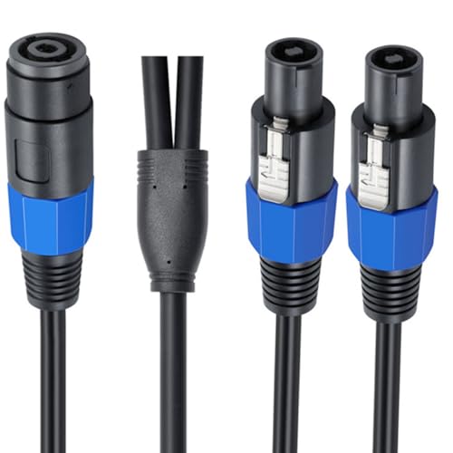 Speakon Splitter Cable, Speak-on 1 Female 2 Male Audio Cable (50cm) | Speaker Extension Cable, Speaker Break Out Cable with Twist Lock for DJ/PA Speaker Cord (1 Female to 2 Male) - style: 1 Female To 2 Male