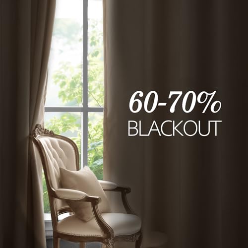 JIUZHEN Beige Velvet Blackout Curtains 84 Inch for Living Room/Bedroom - color: Beige, size: 42"W x 84"L (Pack of 2)