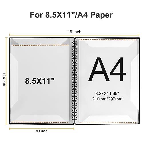 Fansjoy Sheet Music Folder, 60 Pages Capacity, Sheet Music Binder/Holder, Spiral Binder Organizer for Sheet Music Storage, Fits Letter Size 8.5 x 11 in/ A4, Writable & Detachable Choir Folder (Black)