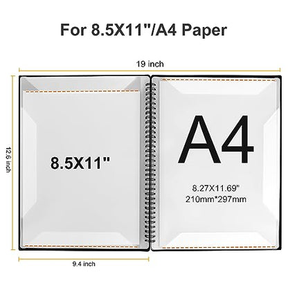 Fansjoy Sheet Music Folder, 60 Pages Capacity, Sheet Music Binder/Holder, Spiral Binder Organizer for Sheet Music Storage, Fits Letter Size 8.5 x 11 in/ A4, Writable & Detachable Choir Folder (Black)