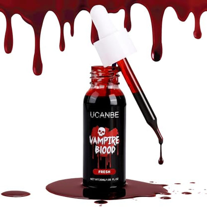 UCANBE Halloween Dripping Fake Blood Realistic Blood Drops Body Paint Washable Fake Blood Makeup Kit For Zombie Vampire Clown Monster Clothes Costume Cosplay SFX Special Effects Makeup 30ML(Fresh) - color: Fresh