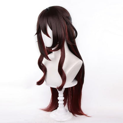 Anime Dark Brown Red Long Wavy COS Wig Women Halloween Costume - color: Deep Red Brown