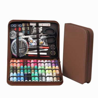 Obear Sewing Kit for Adults: 170 Pcs Sewing Supplies for Hand Mending Clothes, Emergency Repair for Home Travel Dorm, Brown (Gift for Mom, Grandma, Students) - style: 170 Pcs Hand Sewing Kit