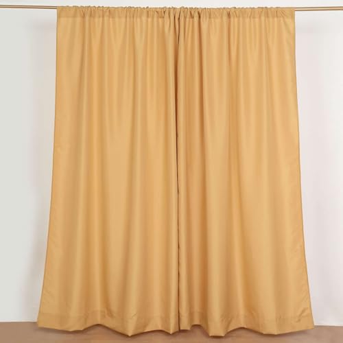 Efavormart 2 Pack | Gold Polyester Drapery Panels with Rod Pockets, Photography Backdrop Curtains, 5ftx8ft - 130 GSM - color: Gold