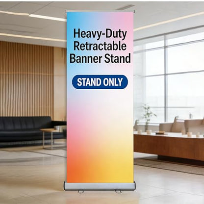 Retractable Banner Stand 24" W x 72" H ， Heavy Duty Roll Up Banner Display with Padded Carrying Bag for Trade Show, Exhibition, Business Advertising (Stand Only) - size: 72" Height