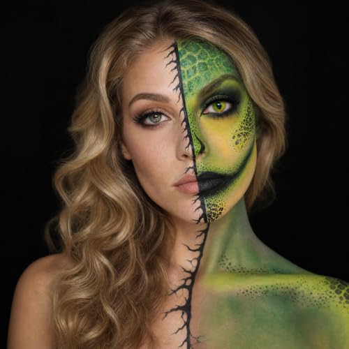 SUNNYVALE 6pcs of Black, White, Blue, Pink, Green And Light Green Facial and Body Painting Sticks, Hypoallergenic Foundation, Suitable for Skull Gothic, Gothic Vampire, Cosplay Halloween Makeup Kit - color: White Black Blue Pink Green LightGreen