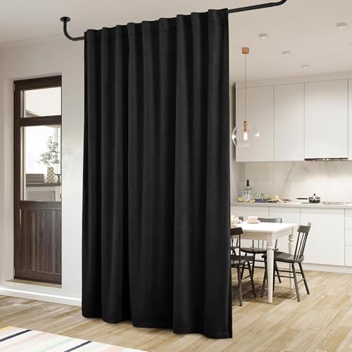 StangH Black Party Backdrops Velvet Curtains W72 x L120 inches 1 Panel | Retro Aesthetic Fullness Window Panels, Room Darkening Soundproof Drapes for Party Backdrops, Large Windows - color: Black, size: 72"W x 120"L (Pack of 1)