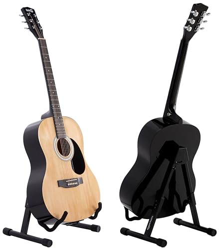 Amazon Basics Portable Adjustable Folding Guitar Stand for Electric and Acoustic Guitars, A-shape, Fully Assembled with Padded Foam, Black, 8.66 x 15.16 x 3.74 inches - size: 8.66 x 15.16 x 3.74 inches