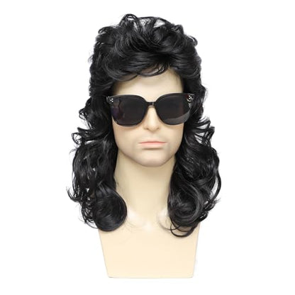 Mullet Wigs for Men Joe Dirt Emo Wig 80s Costumes Fancy Party Accessory Cosplay Wig Halloween Man x (Black) - color: 4-Black