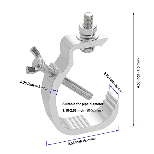 8 Pack Stage Light Clamp Hook, Aluminum Alloy Truss C-Clamp, Heavy Duty Stage Lights Truss Clamp for DJ Lighting Par Lights, Fit for 1.18-2 Inch OD Tube/Pipe, Silver