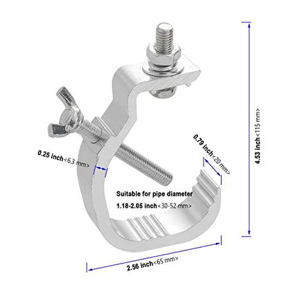 8 Pack Stage Light Clamp Hook, Aluminum Alloy Truss C-Clamp, Heavy Duty Stage Lights Truss Clamp for DJ Lighting Par Lights, Fit for 1.18-2 Inch OD Tube/Pipe, Silver