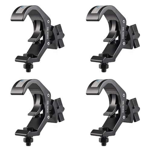 1.57-2.36 Inch Truss Clamp, 4PCS GZhumin Professional Aluminium Black Stage Lighting Clamp Hook with TUV Certified, Heavy Duty 100KG 220LB Lighting Clamps, Fit for 40-60 mm OD Tube