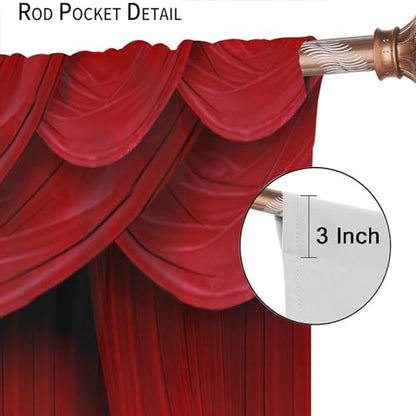 Movie Theater Curtains Retro Red Party Home Movie Theatre Rod Pocket Room Darkening Window Drapes for Bedroom Living Room Set 2 Panels,42x45 Inches - color: Movie Theater-6, size: 21"W x 45"L (Pack of 2)