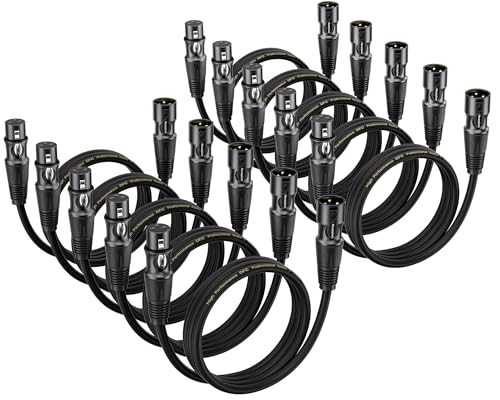XLR Cables 1.5 Ft 10 Packs - Male to Female Microphone Cable Mic Cable - size: 1.5 Feet-10 Pack